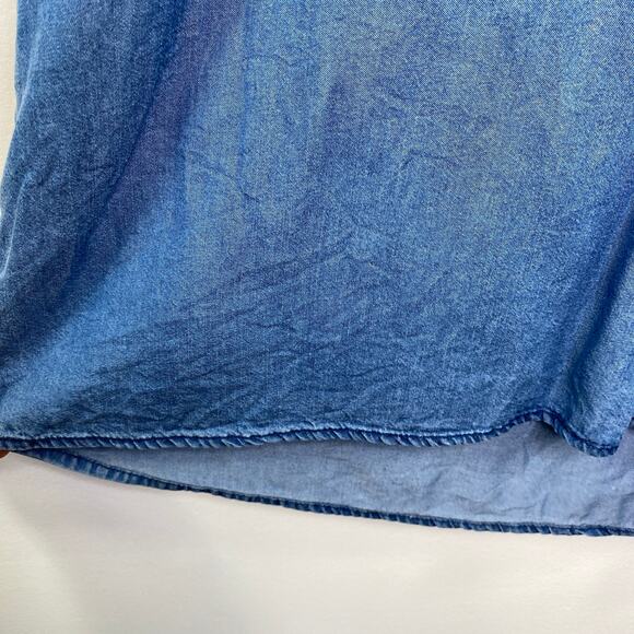 1250 C Blue Short Sleeve Chambray Tencel Sheath Dress Women's Size Small S - Picture 3 of 7